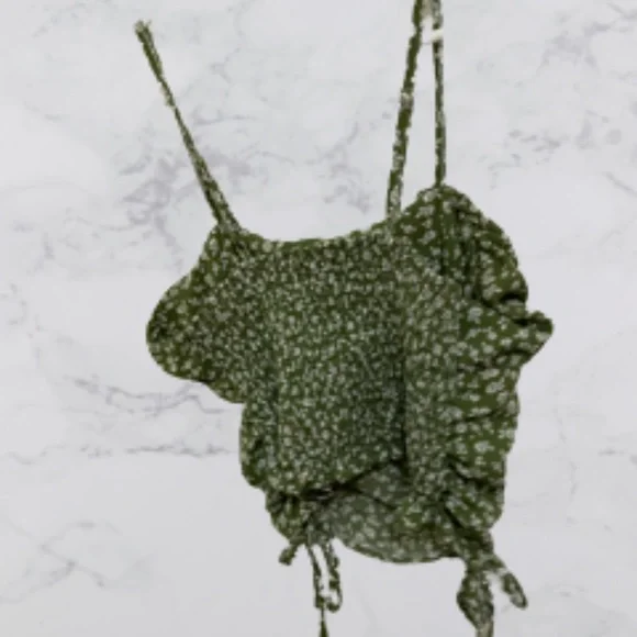 Green ROMWE Drawstring crop top - Picture 2 of 2